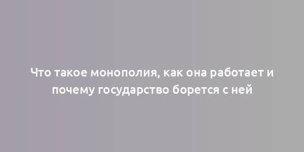 Что такое монополия, как она работает и почему государство борется с ней