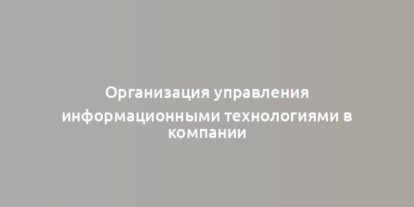 Организация управления информационными технологиями в компании