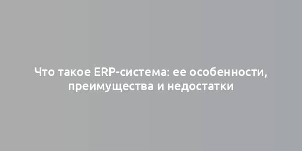 Что такое ERP-система: ее особенности, преимущества и недостатки