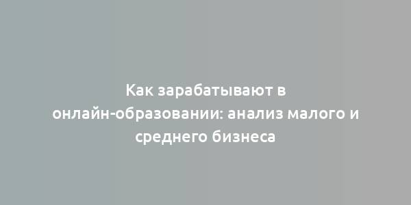 Как зарабатывают в онлайн-образовании: анализ малого и среднего бизнеса