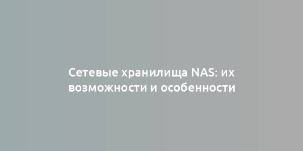 Сетевые хранилища NAS: их возможности и особенности