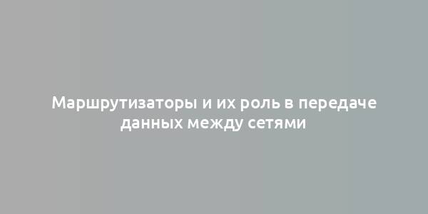 Маршрутизаторы и их роль в передаче данных между сетями