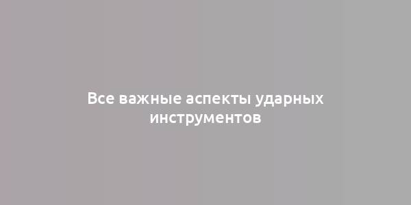 Все важные аспекты ударных инструментов