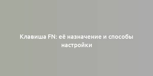 Клавиша Fn: её назначение и способы настройки