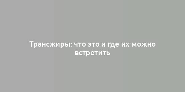 Трансжиры: что это и где их можно встретить