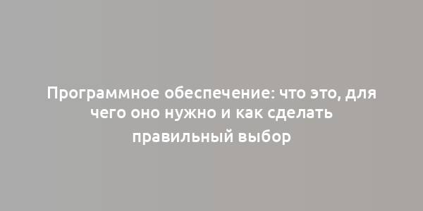 Программное обеспечение: что это, для чего оно нужно и как сделать правильный выбор