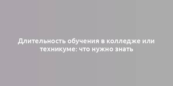 Длительность обучения в колледже или техникуме: что нужно знать