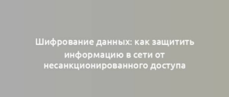 Шифрование данных: как защитить информацию в сети от несанкционированного доступа