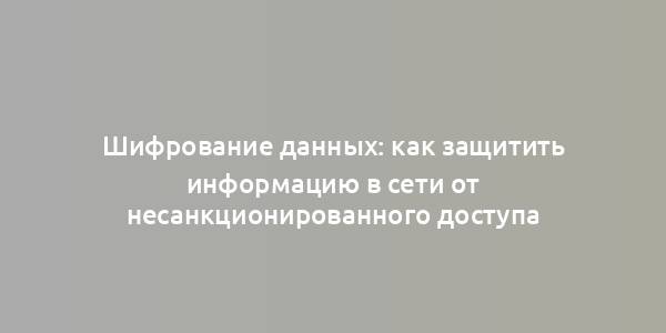 Шифрование данных: как защитить информацию в сети от несанкционированного доступа