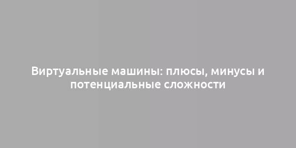 Виртуальные машины: плюсы, минусы и потенциальные сложности