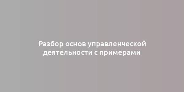 Разбор основ управленческой деятельности с примерами