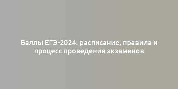 Баллы ЕГЭ-2024: расписание, правила и процесс проведения экзаменов