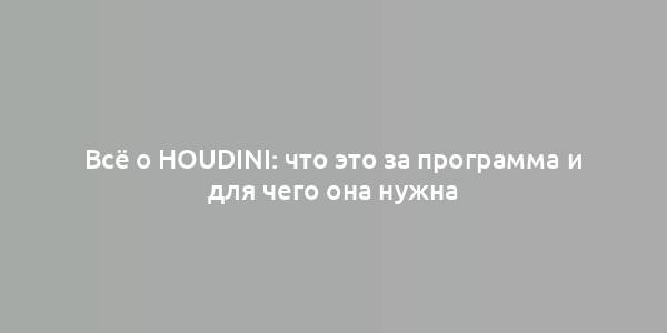 Всё о Houdini: что это за программа и для чего она нужна