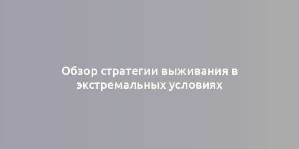 Обзор стратегии выживания в экстремальных условиях