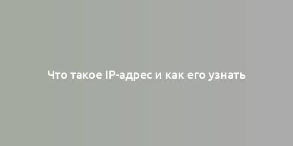 Что такое IP-адрес и как его узнать