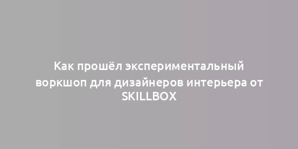 Как прошёл экспериментальный воркшоп для дизайнеров интерьера от Skillbox