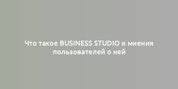 Что такое Business Studio и мнения пользователей о ней