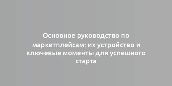 Основное руководство по маркетплейсам: их устройство и ключевые моменты для успешного старта