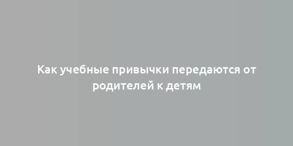 Как учебные привычки передаются от родителей к детям